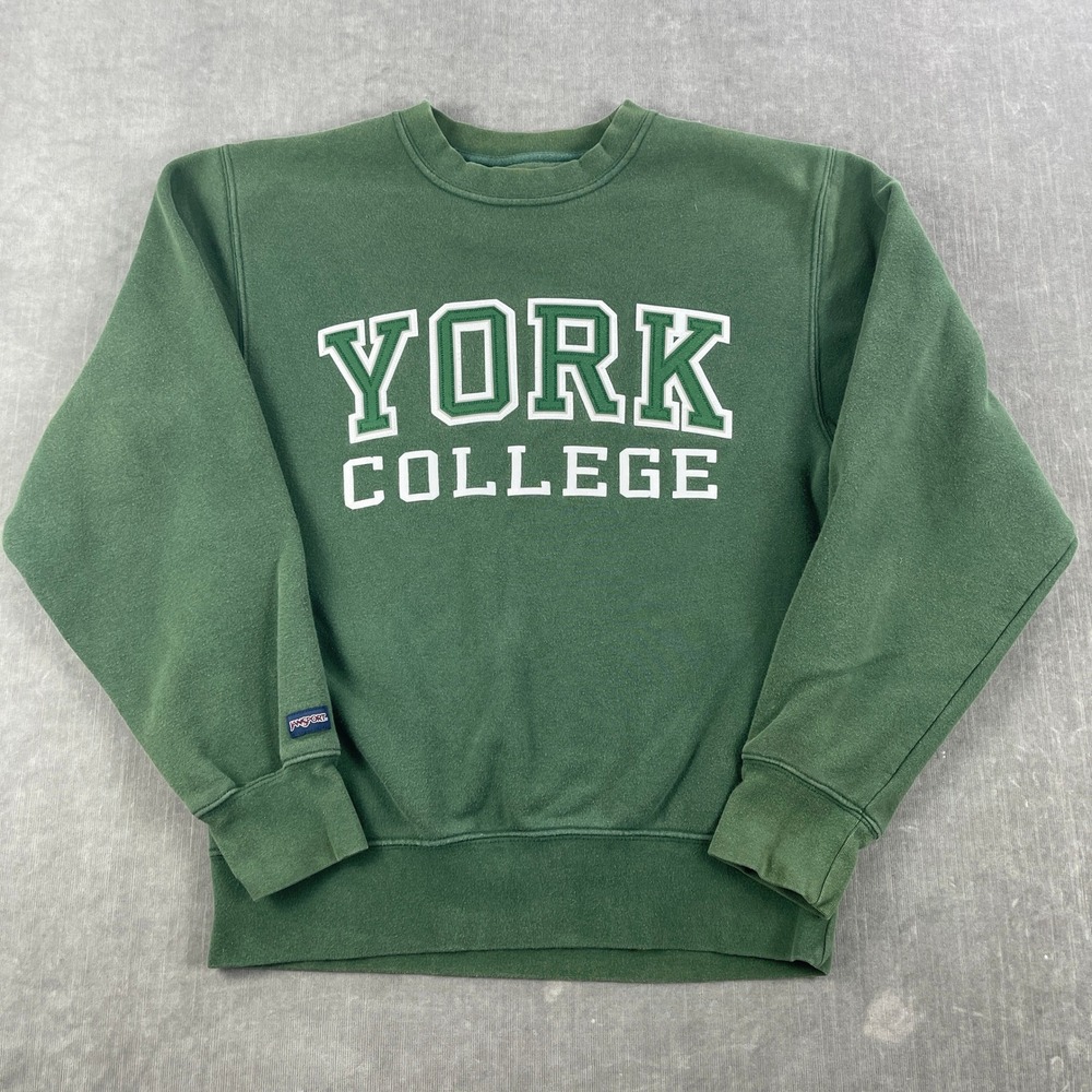 York College Jansport Mens XS Green Crewneck Sweatshirt Collegiate Logo